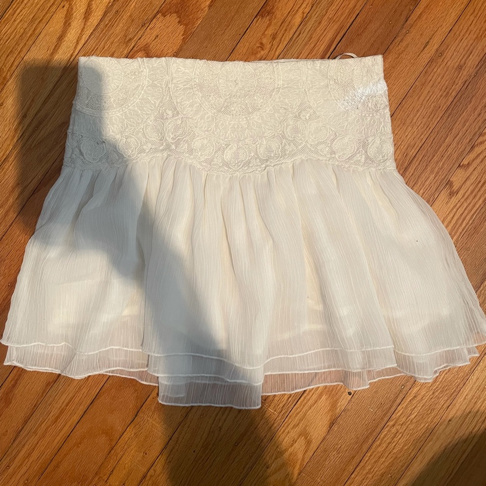 MANGO white flowy skirt